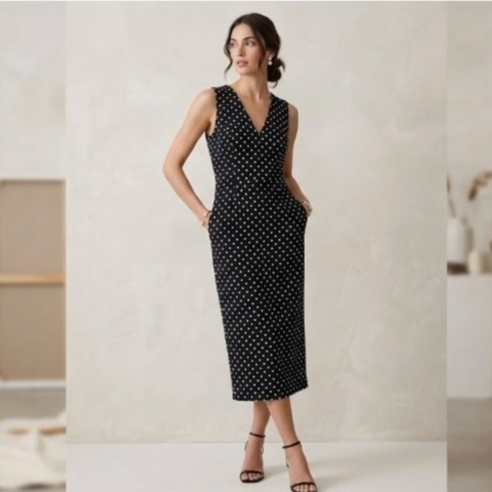 Elegant Black and White Polka Dot Dress
